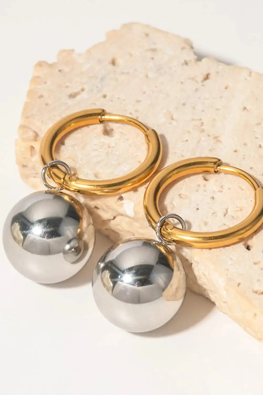 Lovcia 18K Gold-Plated Copper Ball Drop Earrings-Earrings-Gold/Silver-One Size-Gold/Silver