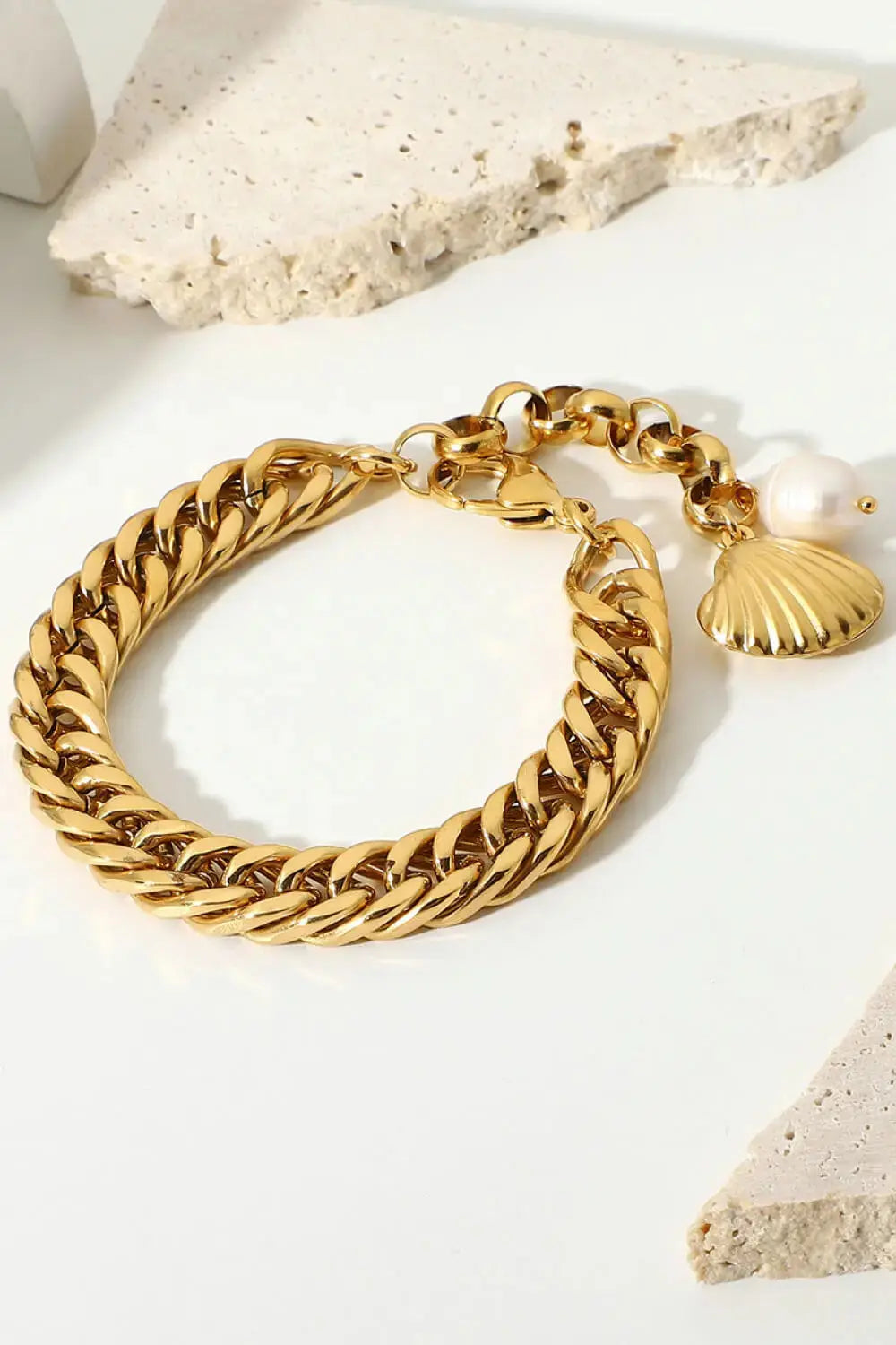 Lovcia 18K Gold-Plated Curb Chain Bracelet-Bracelets-Gold-One Size-Gold