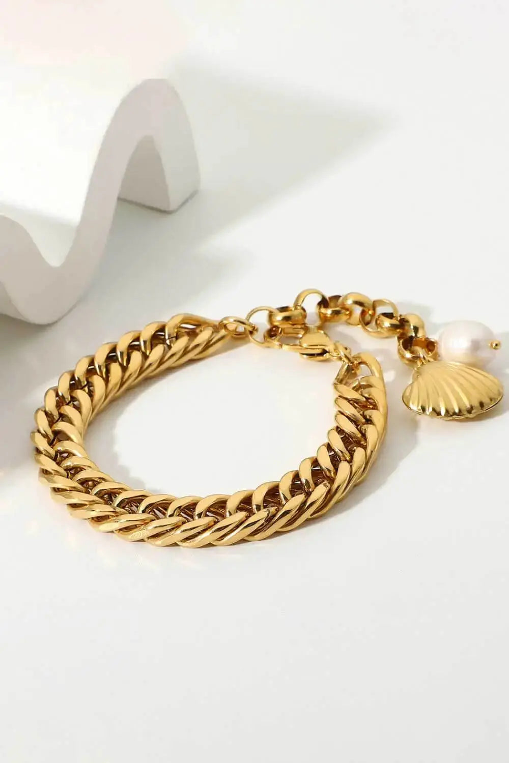 Lovcia 18K Gold-Plated Curb Chain Bracelet-Bracelets-Gold-One Size-Gold