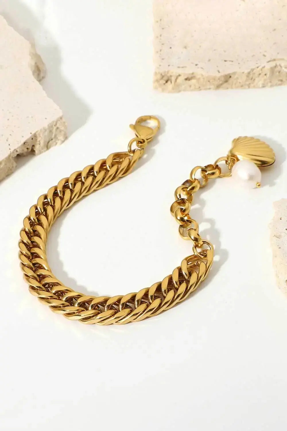Lovcia 18K Gold-Plated Curb Chain Bracelet-Bracelets-Gold-One Size-Gold