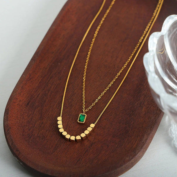 Lovcia 18K Gold-Plated Double-Layered Necklace-Necklaces-Gold-One Size-Gold