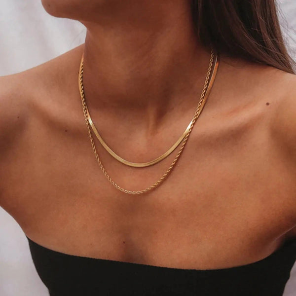 Lovcia 18K Gold-Plated Double-Layered Necklace-Necklaces-Gold-One Size-Gold