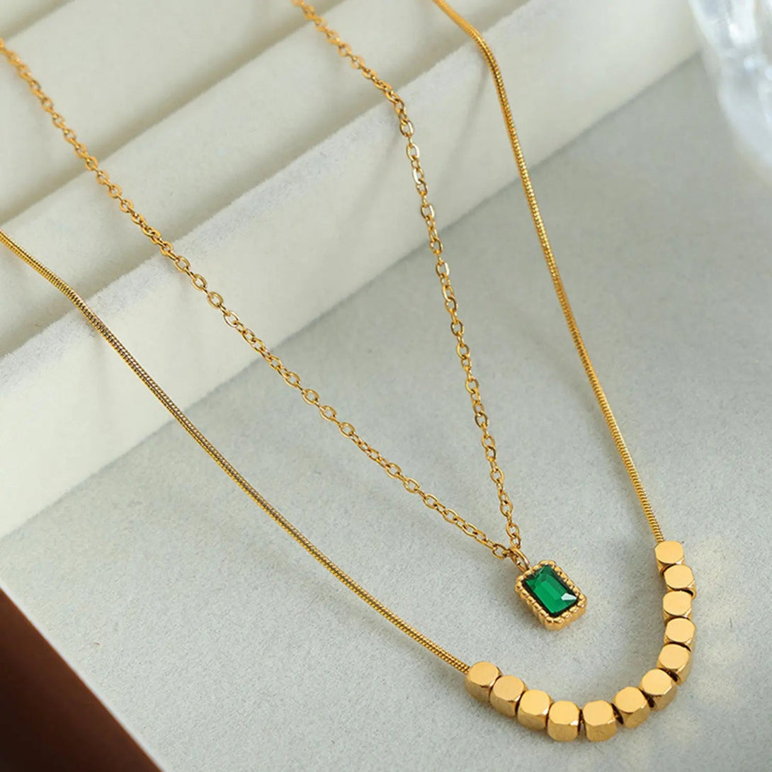 Lovcia 18K Gold-Plated Double-Layered Necklace-Necklaces-Gold-One Size-Gold