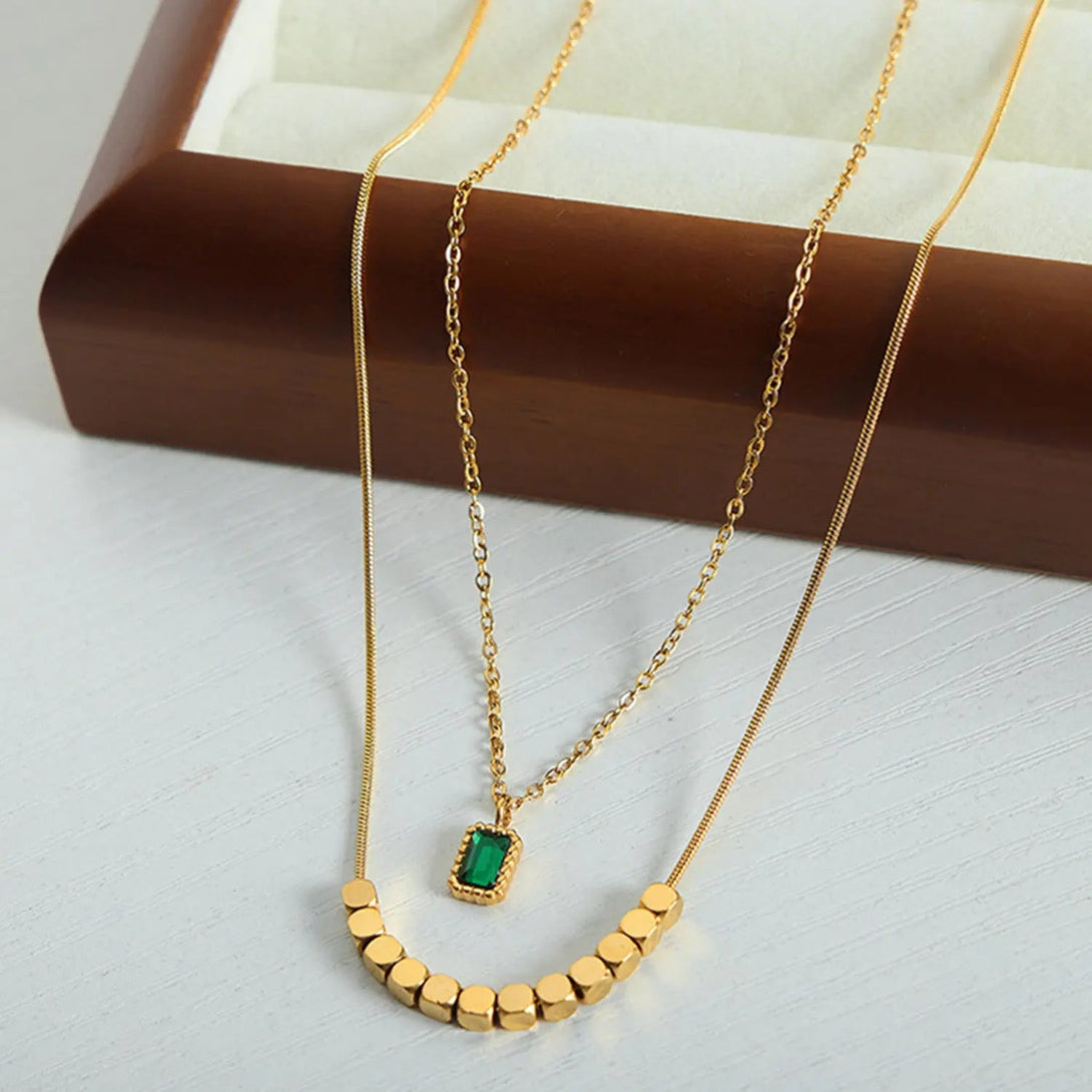 Lovcia 18K Gold-Plated Double-Layered Necklace-Necklaces-Gold-One Size-Gold