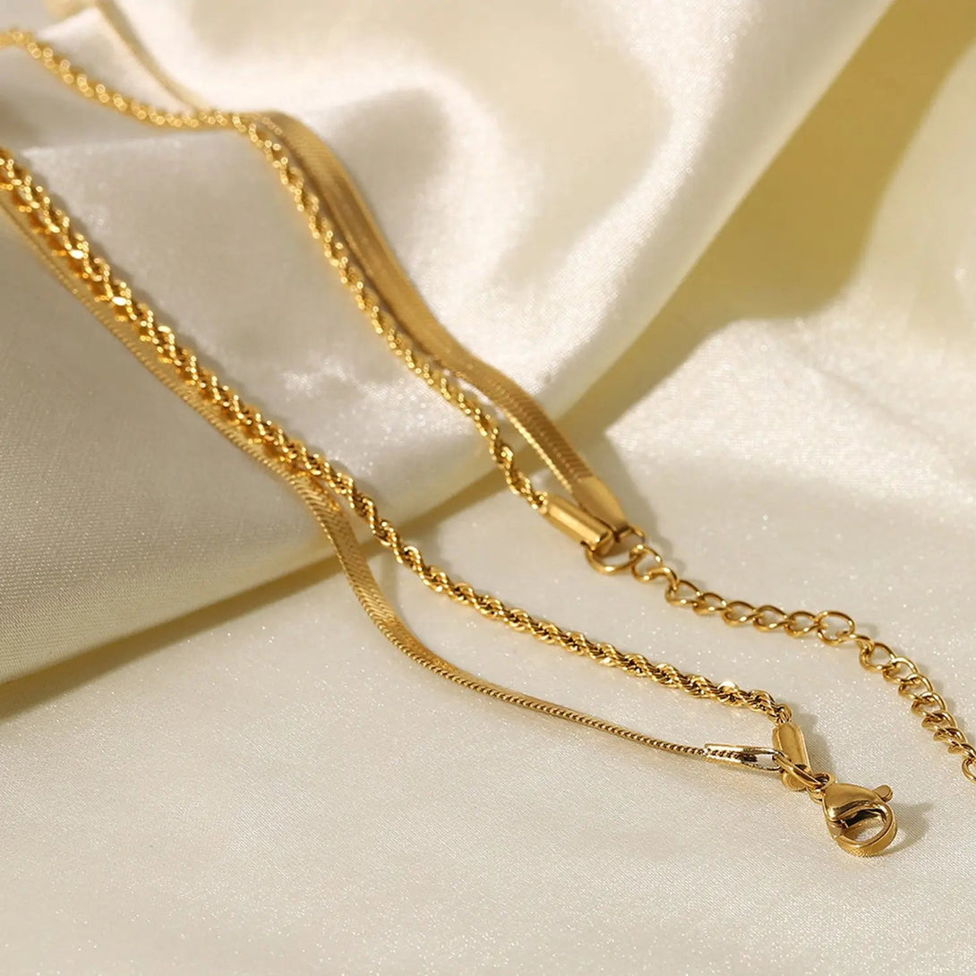 Lovcia 18K Gold-Plated Double-Layered Necklace-Necklaces-Gold-One Size-Gold