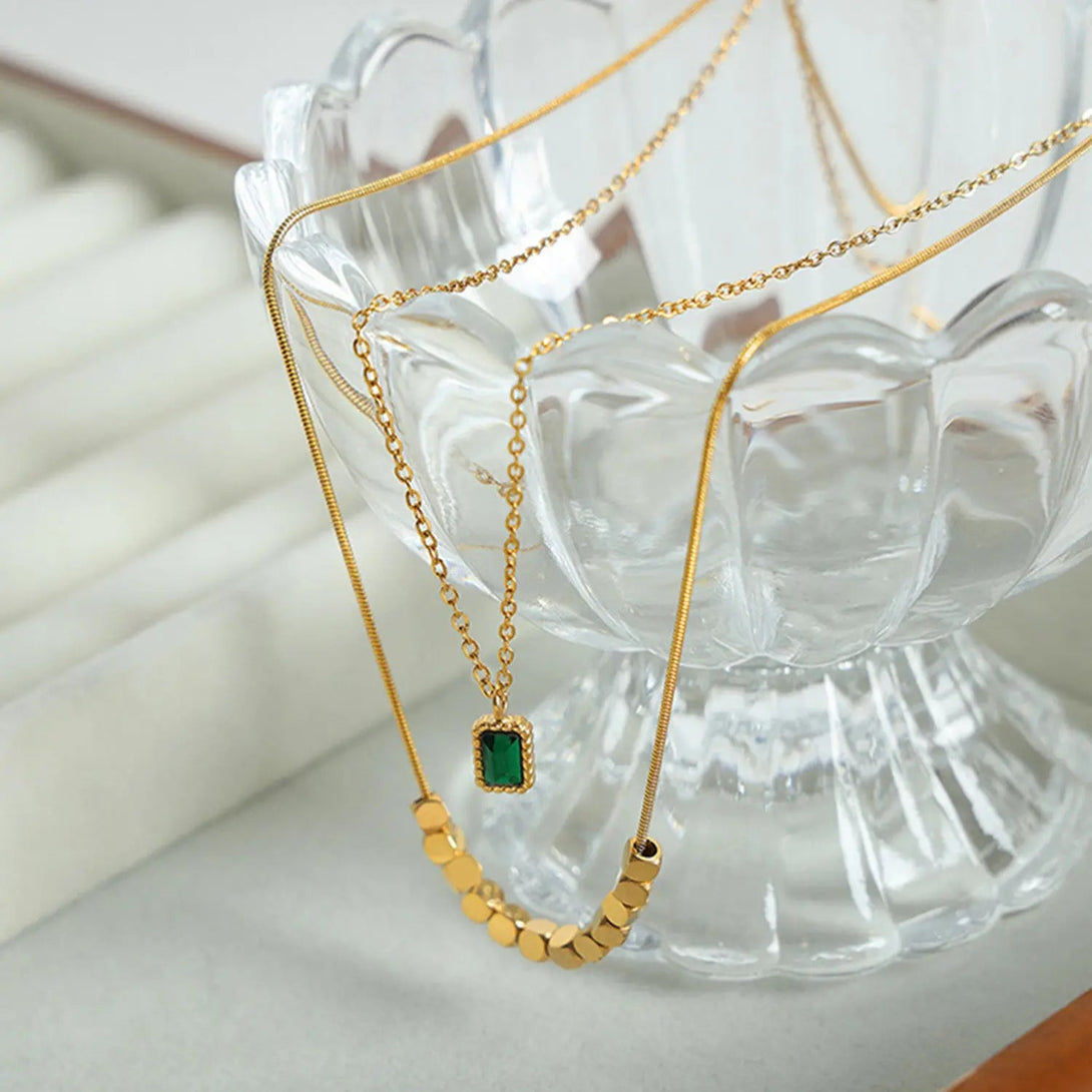 Lovcia 18K Gold-Plated Double-Layered Necklace-Necklaces-Gold-One Size-Gold