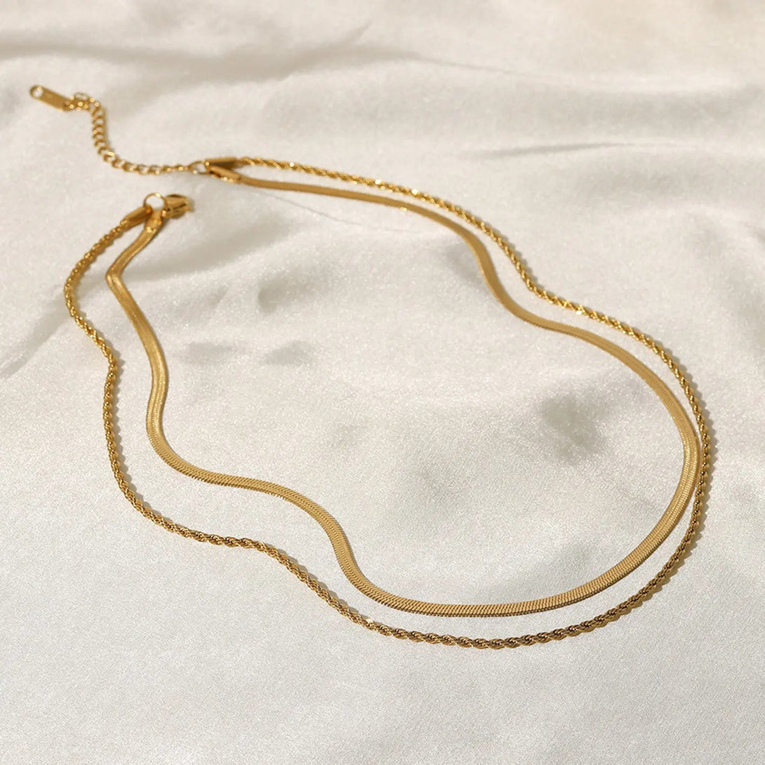 Lovcia 18K Gold-Plated Double-Layered Necklace-Necklaces-Gold-One Size-Gold