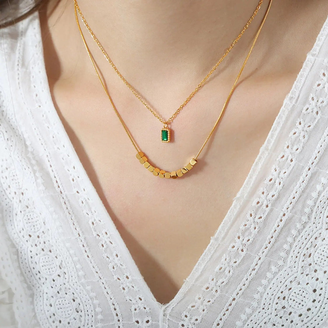 Lovcia 18K Gold-Plated Double-Layered Necklace-Necklaces-Gold-One Size-Gold