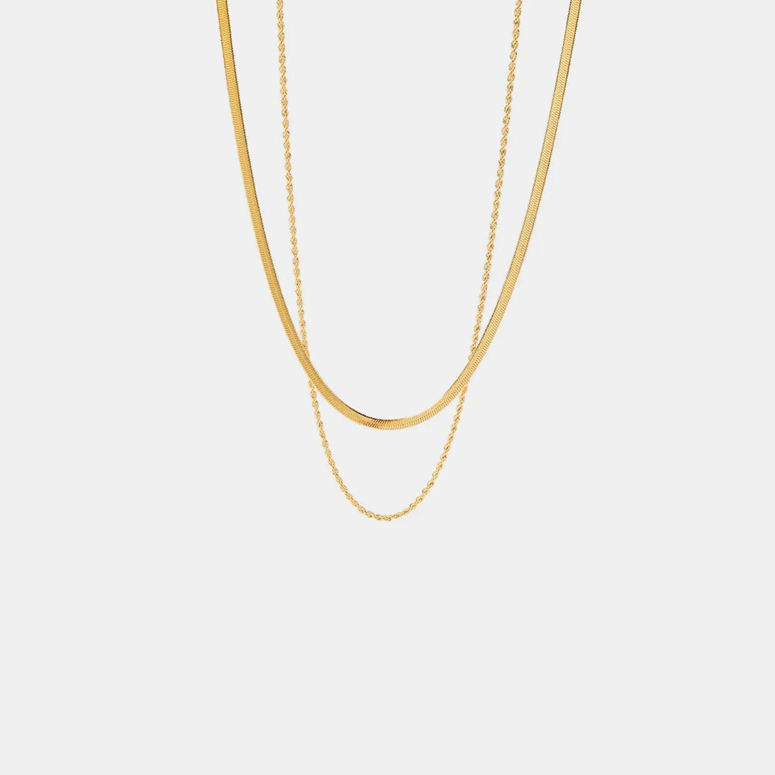 Lovcia 18K Gold-Plated Double-Layered Necklace-Necklaces-Gold-One Size-Gold
