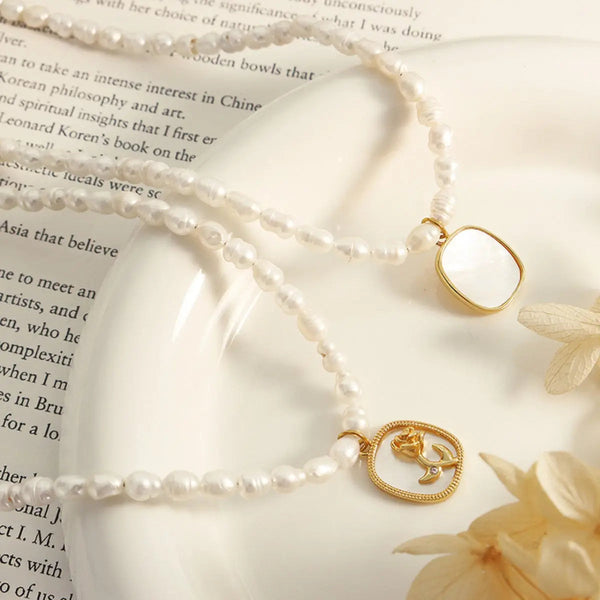 Lovcia 18K Gold-Plated Freshwater Pearl Necklace-Necklaces-Gold-One Size-Gold