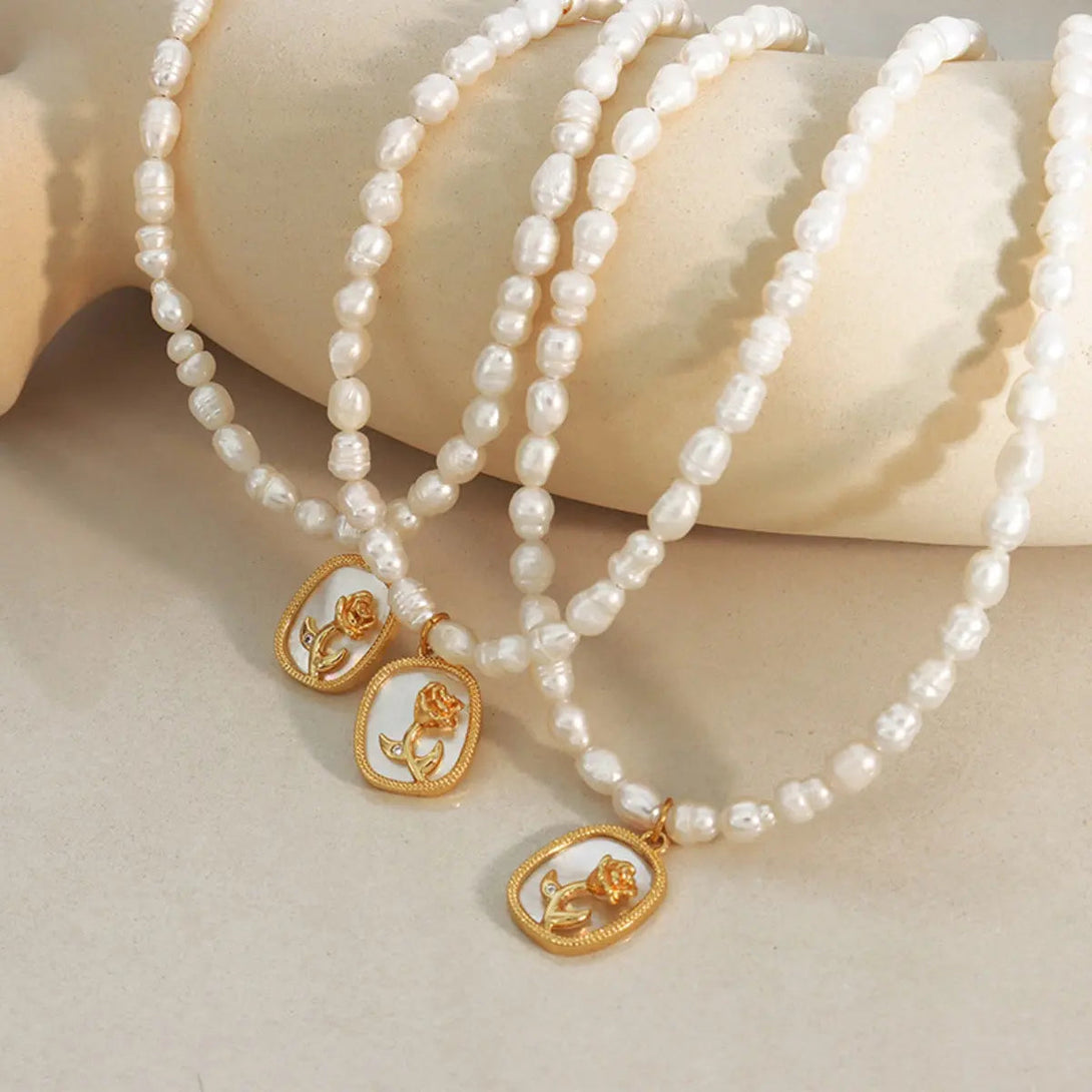 Lovcia 18K Gold-Plated Freshwater Pearl Necklace-Necklaces-Gold-One Size-Gold