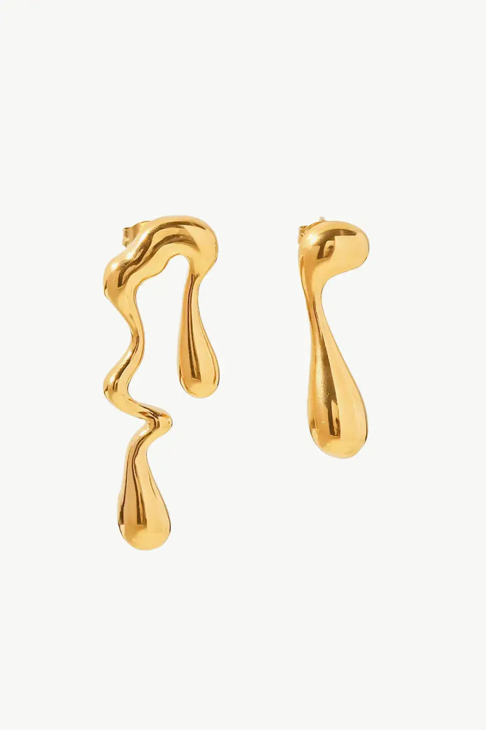Lovcia 18K Gold Plated Geometric Mismatched Earrings-Earrings-Gold-One Size-Gold