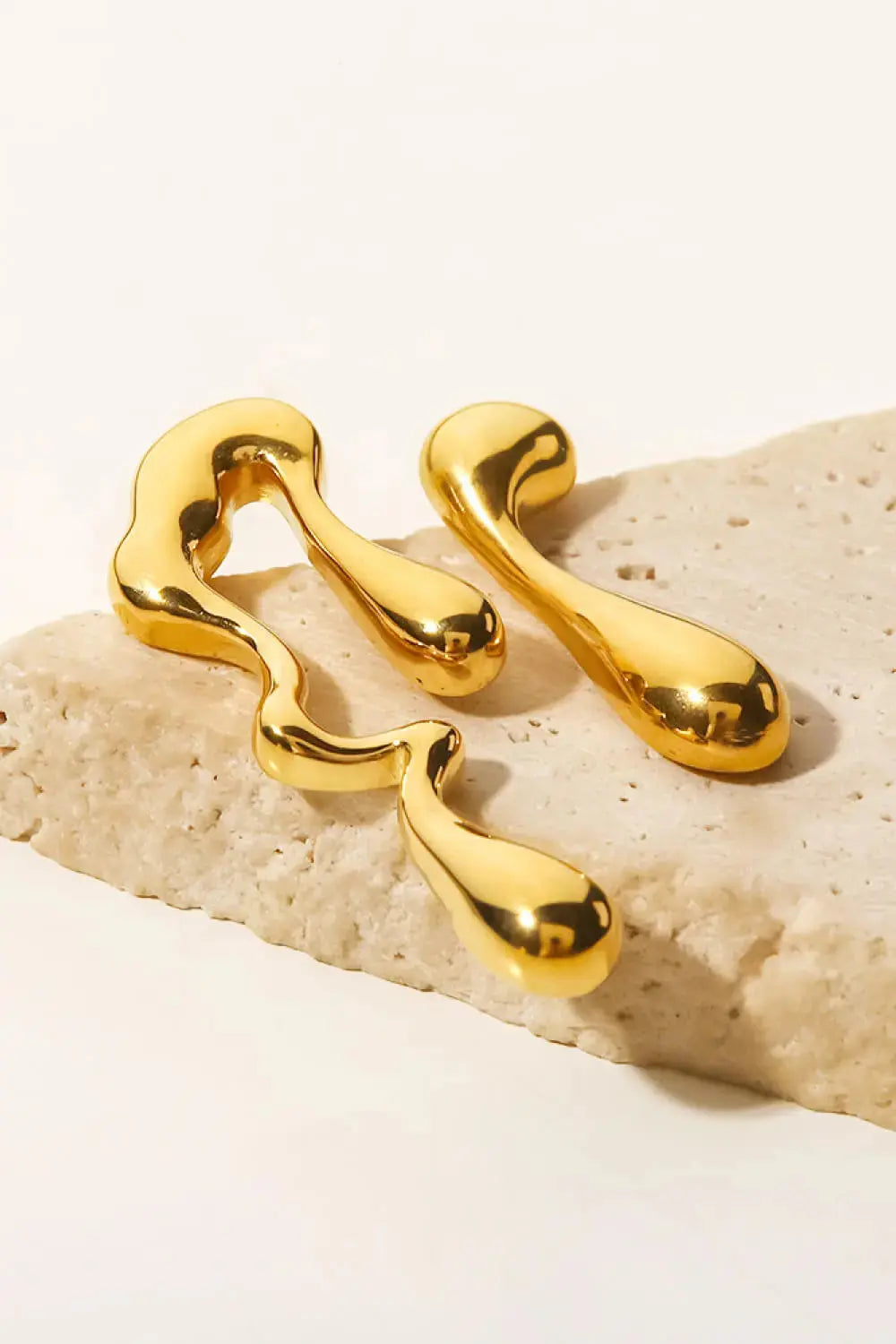 Lovcia 18K Gold Plated Geometric Mismatched Earrings-Earrings-Gold-One Size-Gold