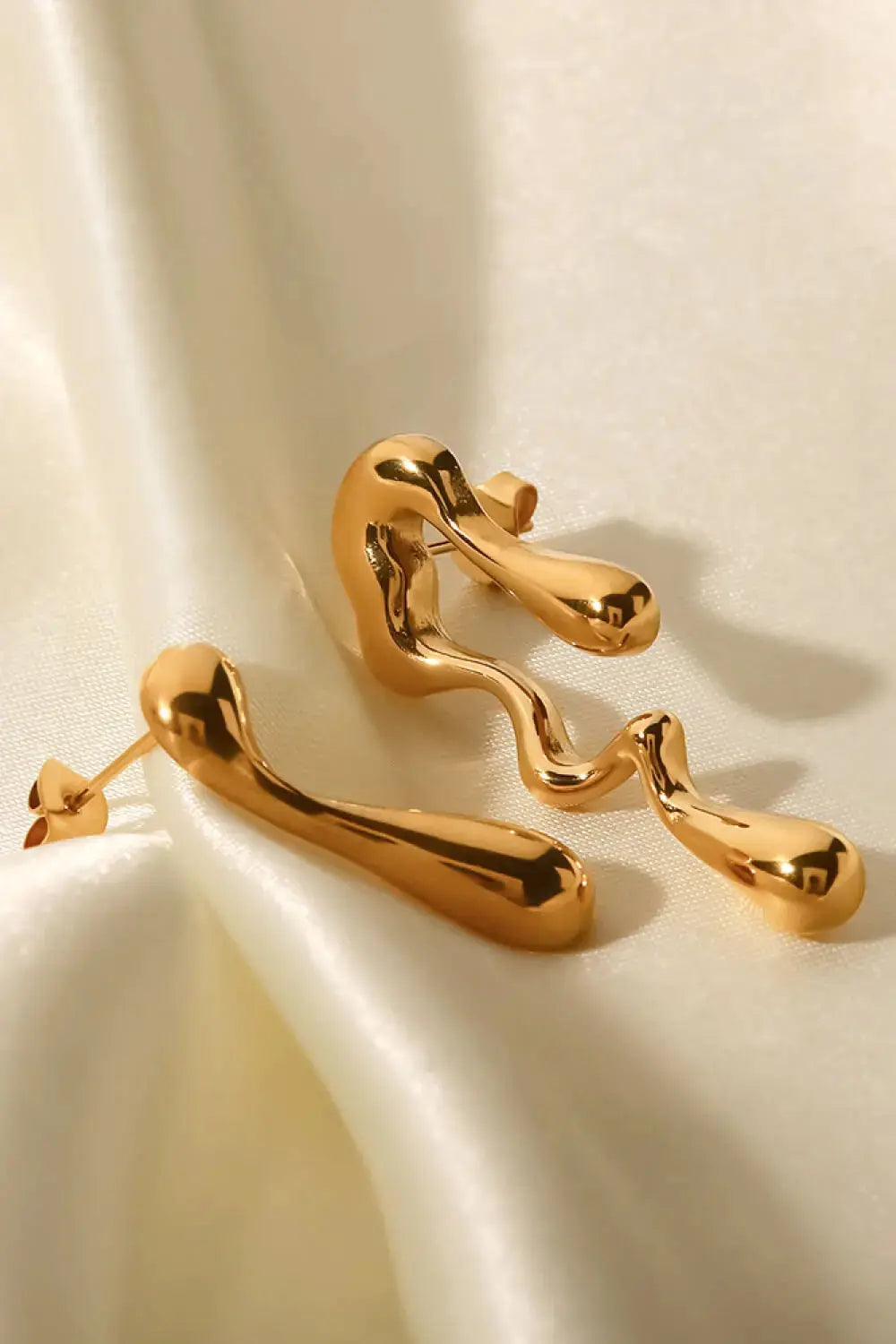 Lovcia 18K Gold Plated Geometric Mismatched Earrings-Earrings-Gold-One Size-Gold