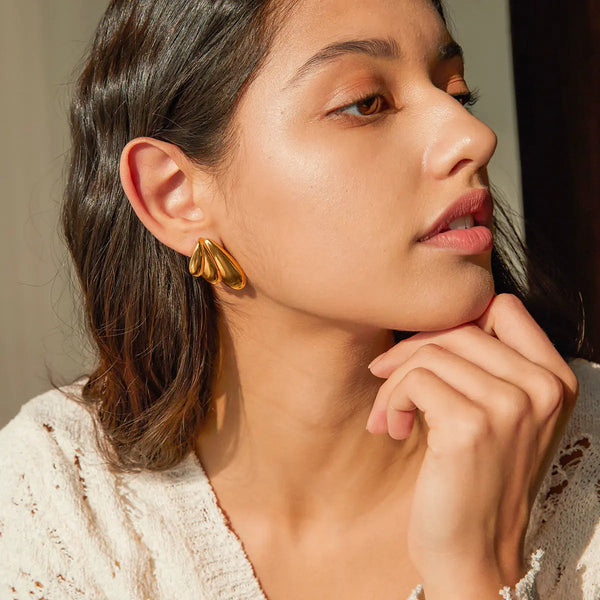 Lovcia 18k Gold Plated Geometric Wing Stainless Steel Earrings for Women-Earrings-JDE2312065-JDE2312065