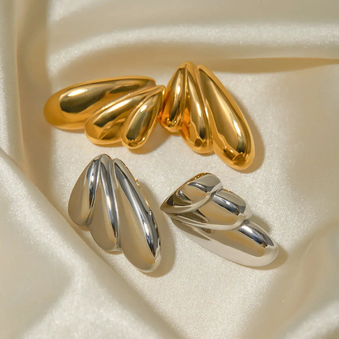 Lovcia 18k Gold Plated Geometric Wing Stainless Steel Earrings for Women-Earrings-JDE2312065-JDE2312065
