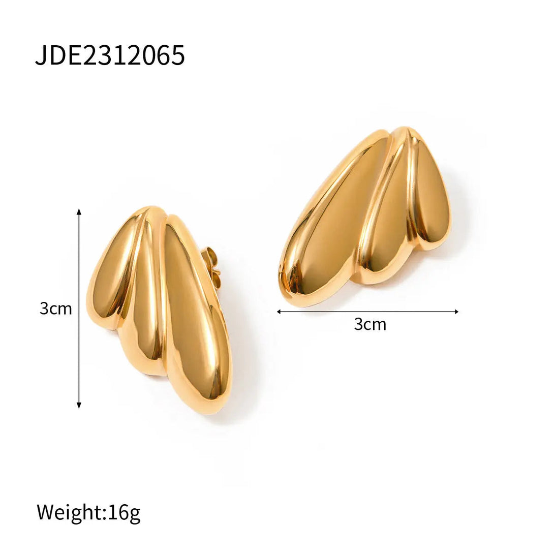 Lovcia 18k Gold Plated Geometric Wing Stainless Steel Earrings for Women-Earrings-JDE2312065-JDE2312065