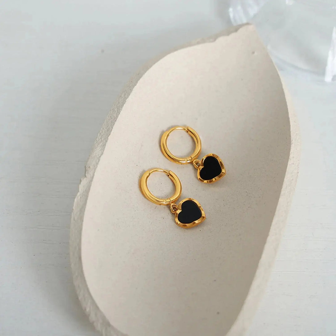 Lovcia 18K Gold-Plated Heart Drop Earrings-Earrings-Gold-One Size-Gold