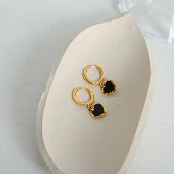 Lovcia 18K Gold-Plated Heart Drop Earrings-Earrings-Gold-One Size-Gold