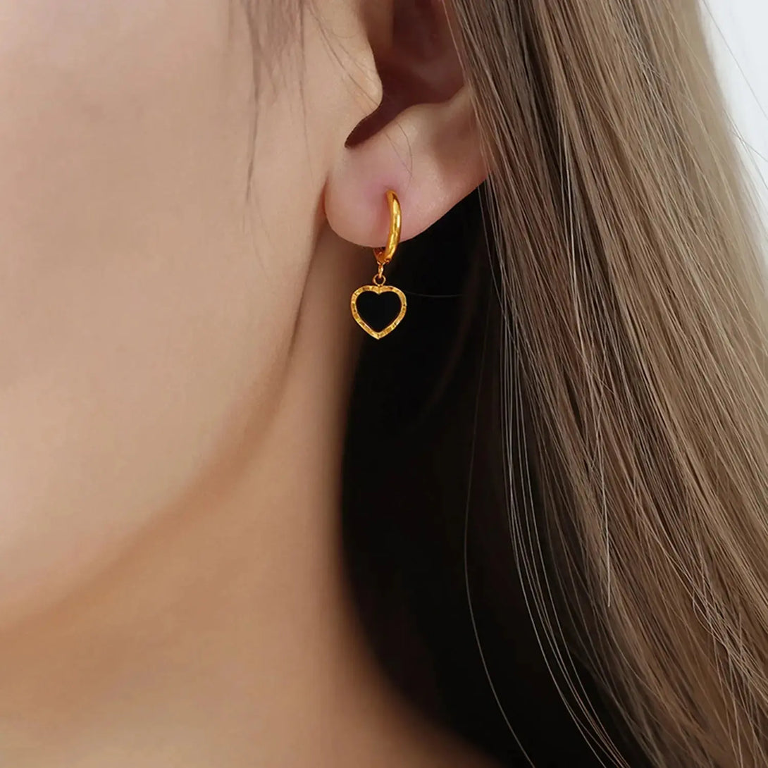 Lovcia 18K Gold-Plated Heart Drop Earrings-Earrings-Gold-One Size-Gold