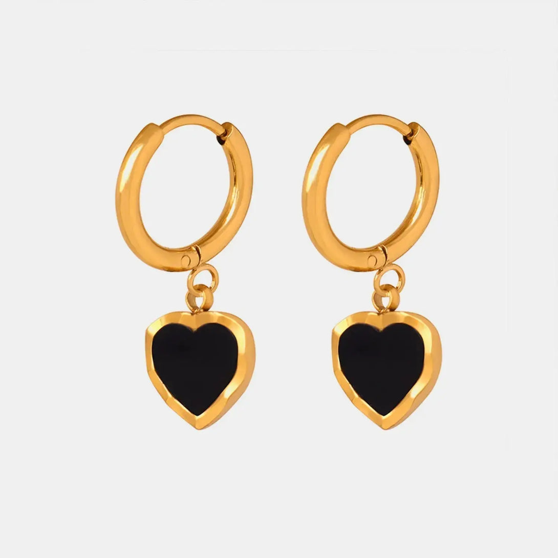 Lovcia 18K Gold-Plated Heart Drop Earrings-Earrings-Gold-One Size-Gold