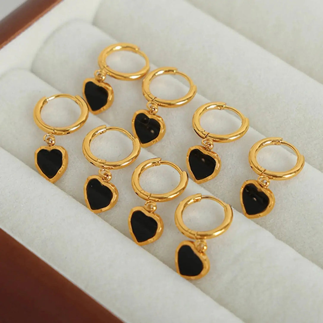 Lovcia 18K Gold-Plated Heart Drop Earrings-Earrings-Gold-One Size-Gold