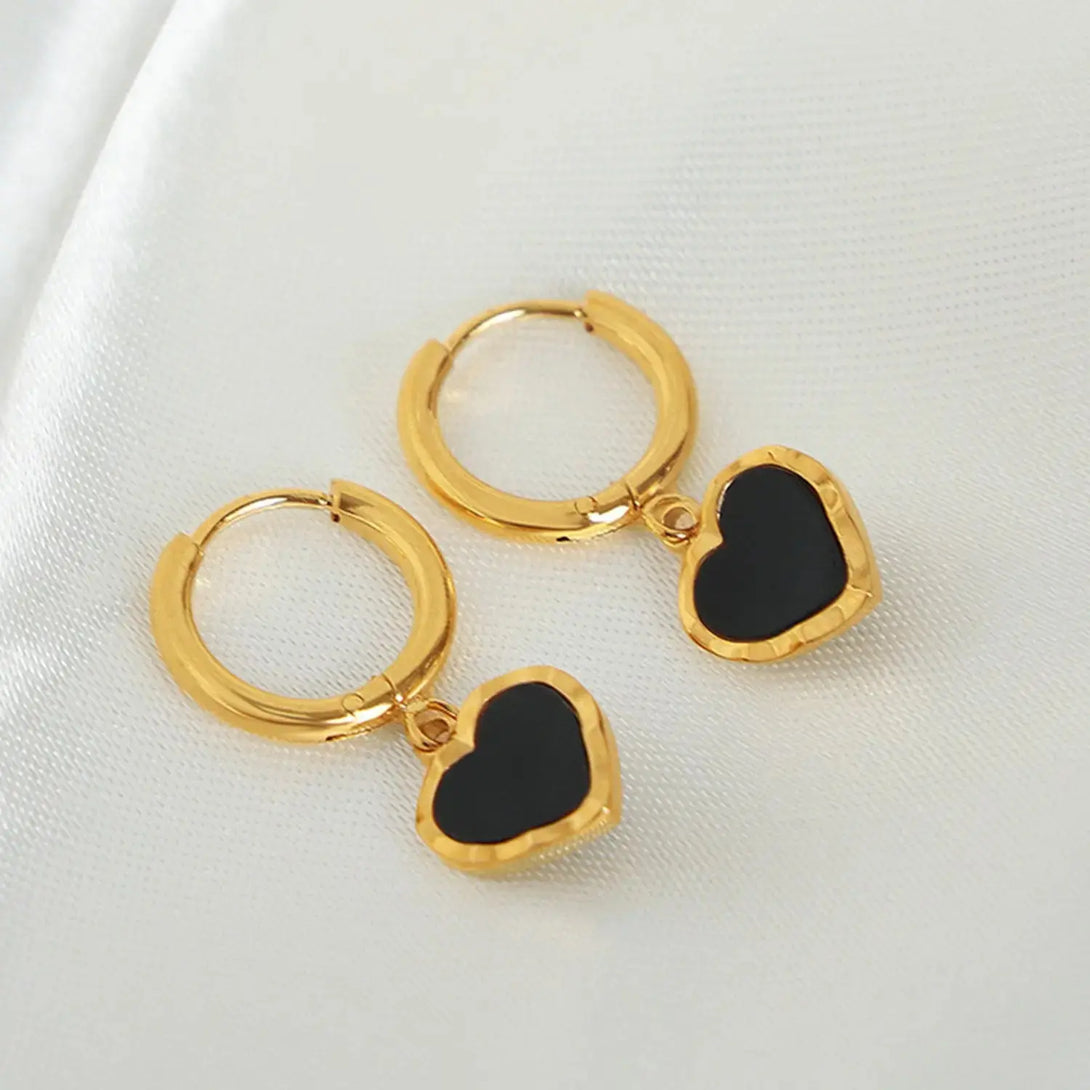 Lovcia 18K Gold-Plated Heart Drop Earrings-Earrings-Gold-One Size-Gold