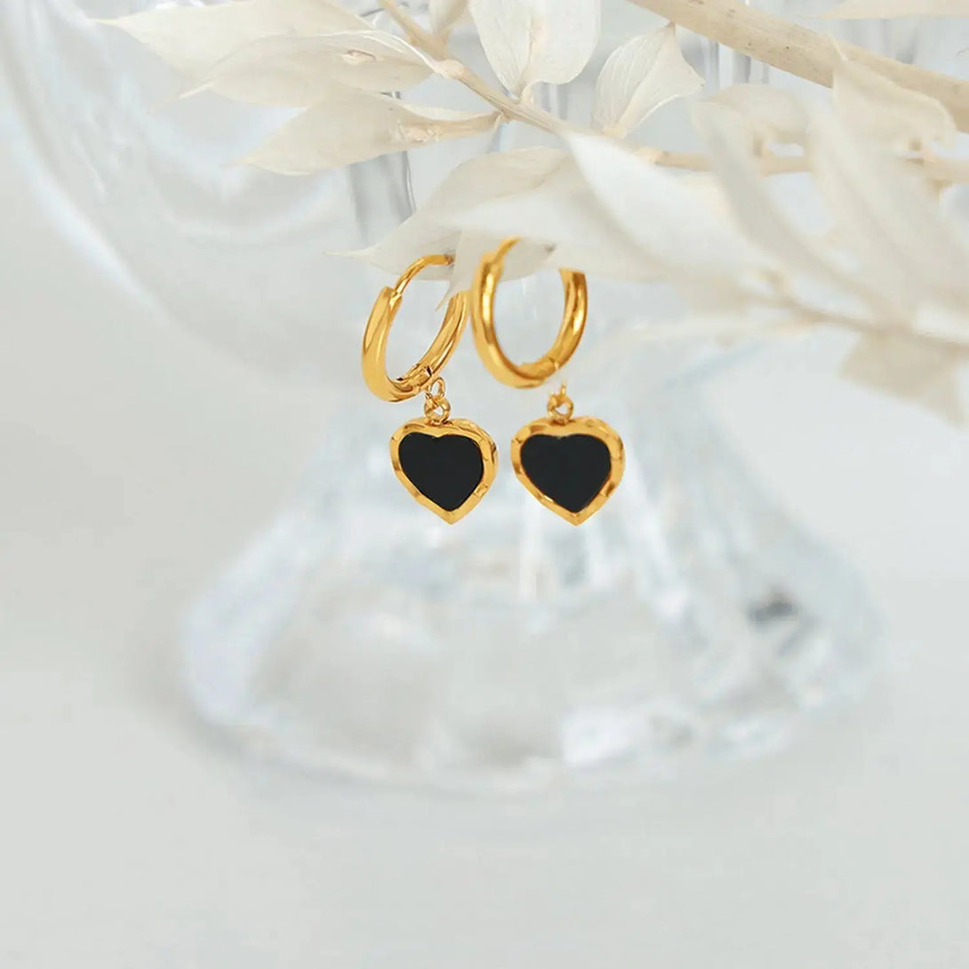 Lovcia 18K Gold-Plated Heart Drop Earrings-Earrings-Gold-One Size-Gold