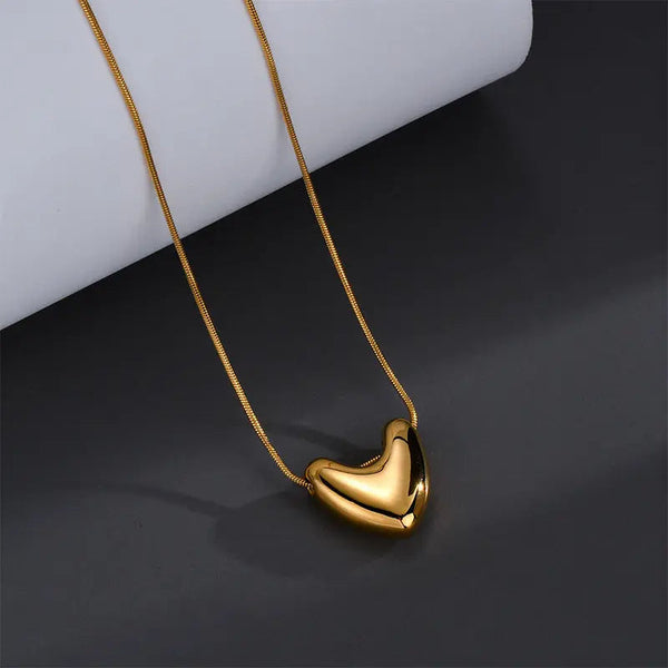 Lovcia 18K Gold Plated Heart Pendant Necklace for Women - Elegant Necklace with Minimalist Design-Necklaces-Gold-Gold