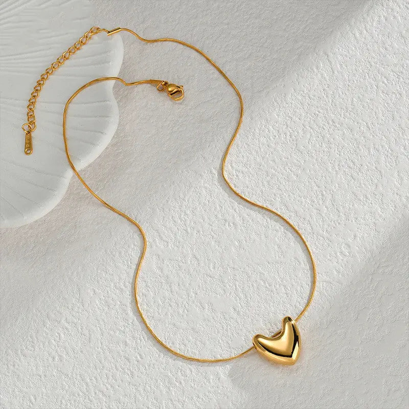 Lovcia 18K Gold Plated Heart Pendant Necklace for Women - Elegant Necklace with Minimalist Design-Necklaces-Gold-Gold