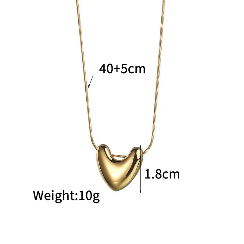 Lovcia 18K Gold Plated Heart Pendant Necklace for Women - Elegant Necklace with Minimalist Design-Necklaces-Gold-Gold