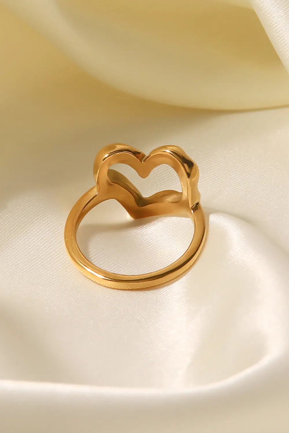 Lovcia 18K Gold Plated Heart-Shaped Ring-Rings-Gold-6-Gold