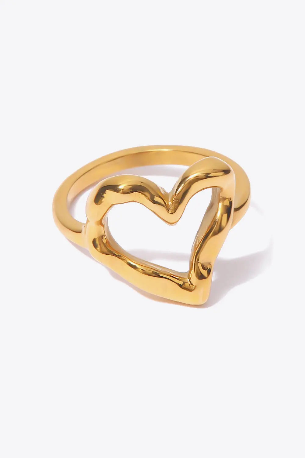 Lovcia 18K Gold Plated Heart-Shaped Ring-Rings-Gold-6-Gold