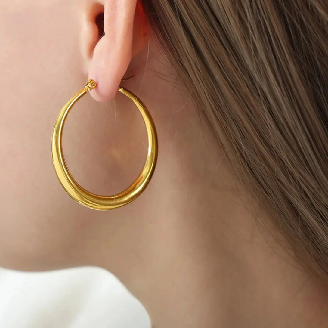 Lovcia 18K Gold-Plated Hoop Earrings-Earrings-Gold-One Size-Gold