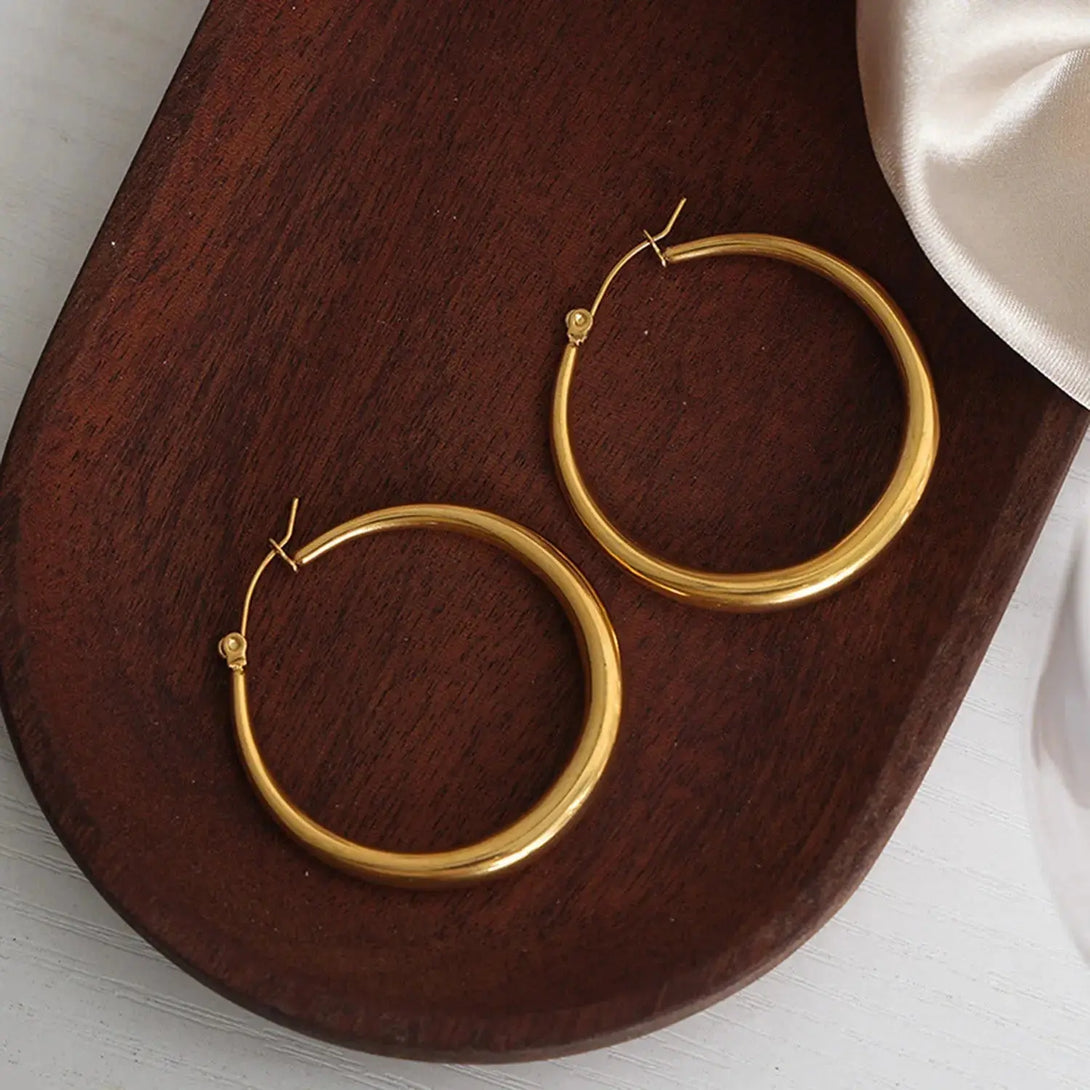 Lovcia 18K Gold-Plated Hoop Earrings-Earrings-Gold-One Size-Gold