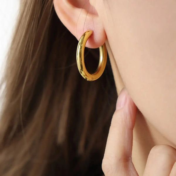 Lovcia 18K Gold-Plated Huggie Earrings-Earrings-Gold-One Size-Gold