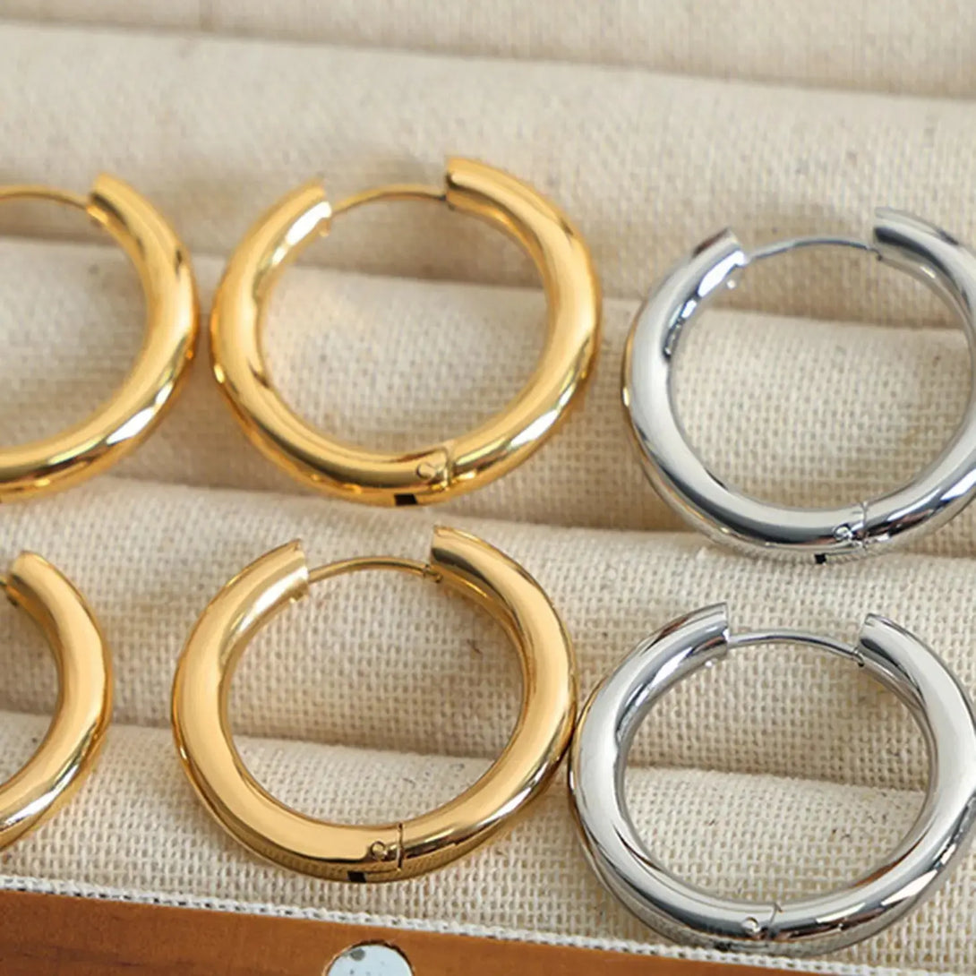 Lovcia 18K Gold-Plated Huggie Earrings-Earrings-Gold-One Size-Gold