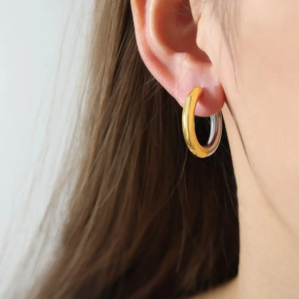 Lovcia 18K Gold-Plated Huggie Earrings-Earrings-Gold-One Size-Gold