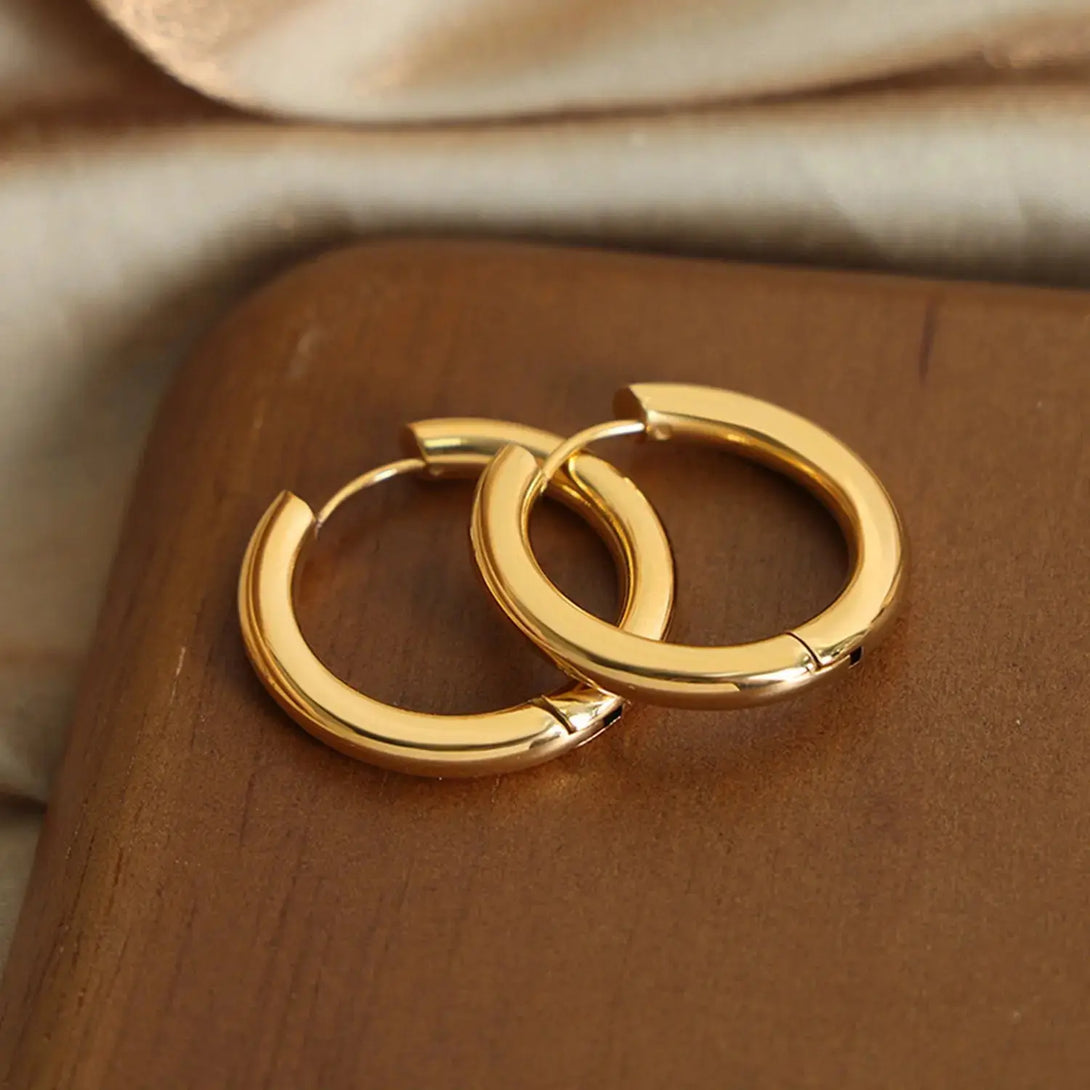 Lovcia 18K Gold-Plated Huggie Earrings-Earrings-Gold-One Size-Gold