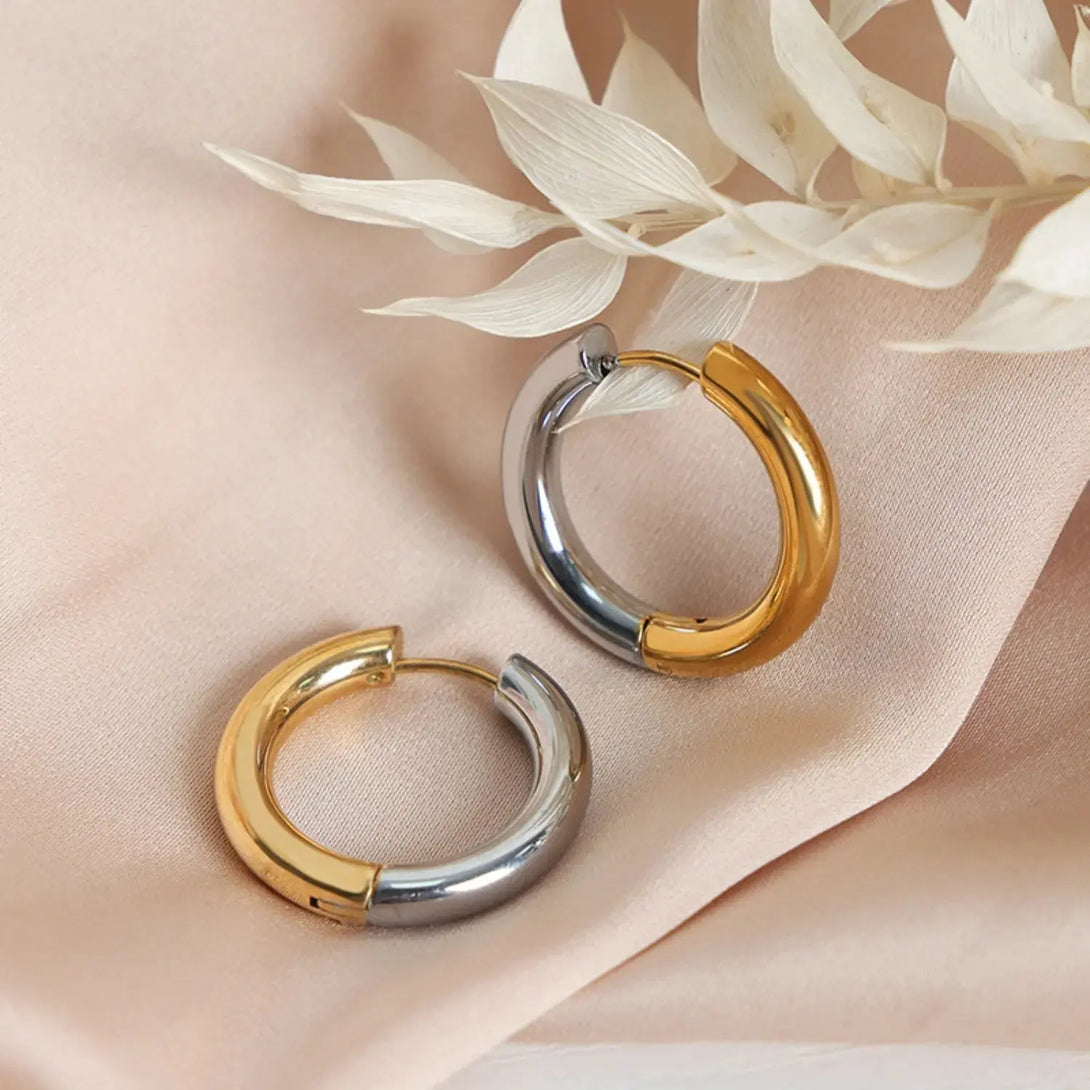 Lovcia 18K Gold-Plated Huggie Earrings-Earrings-Gold-One Size-Gold