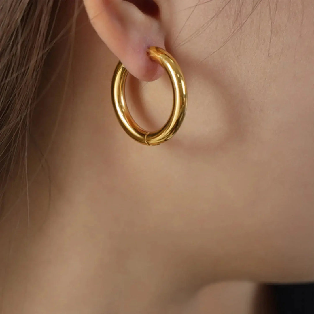 Lovcia 18K Gold-Plated Huggie Earrings-Earrings-Gold-One Size-Gold