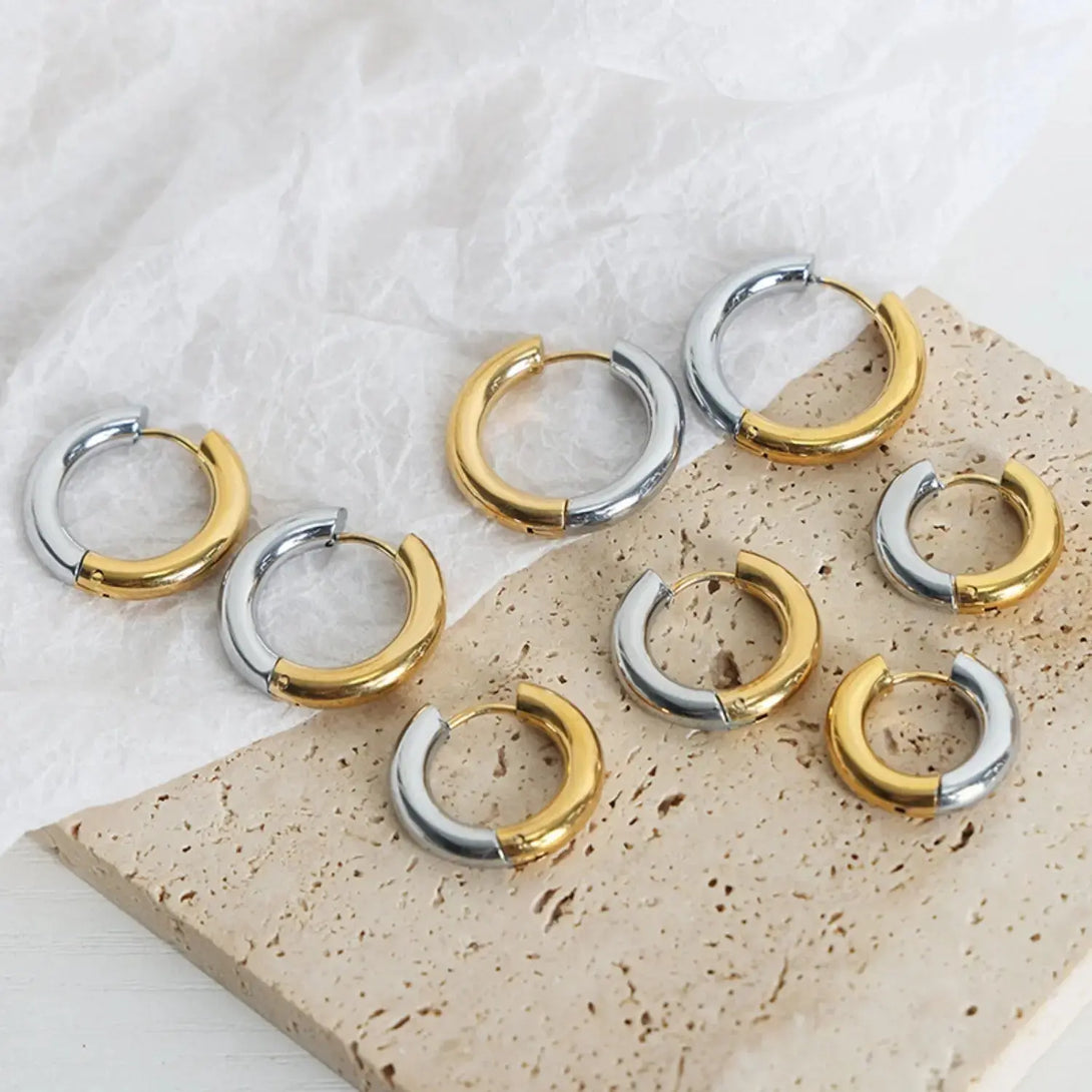 Lovcia 18K Gold-Plated Huggie Earrings-Earrings-Gold-One Size-Gold