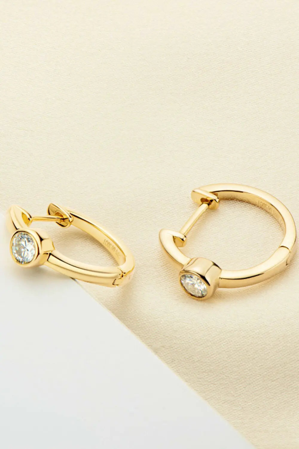 Lovcia 18k Gold-Plated Inlaid Moissanite Huggie Earrings-Earrings-Silver-One Size-Silver