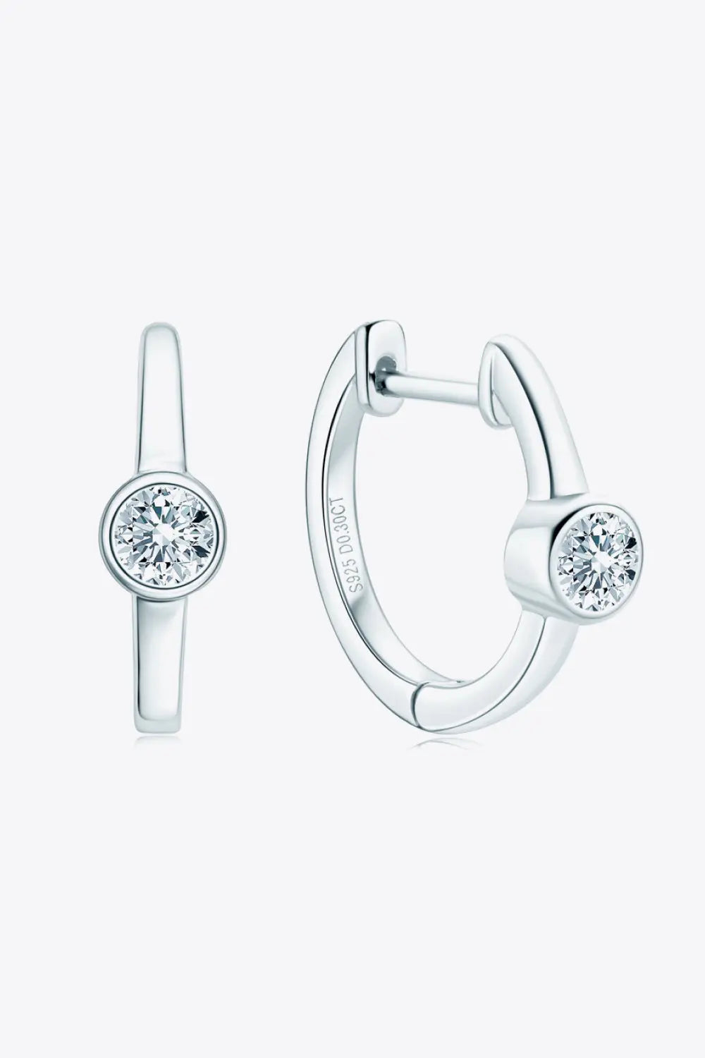 Lovcia 18k Gold-Plated Inlaid Moissanite Huggie Earrings-Earrings-Silver-One Size-Silver