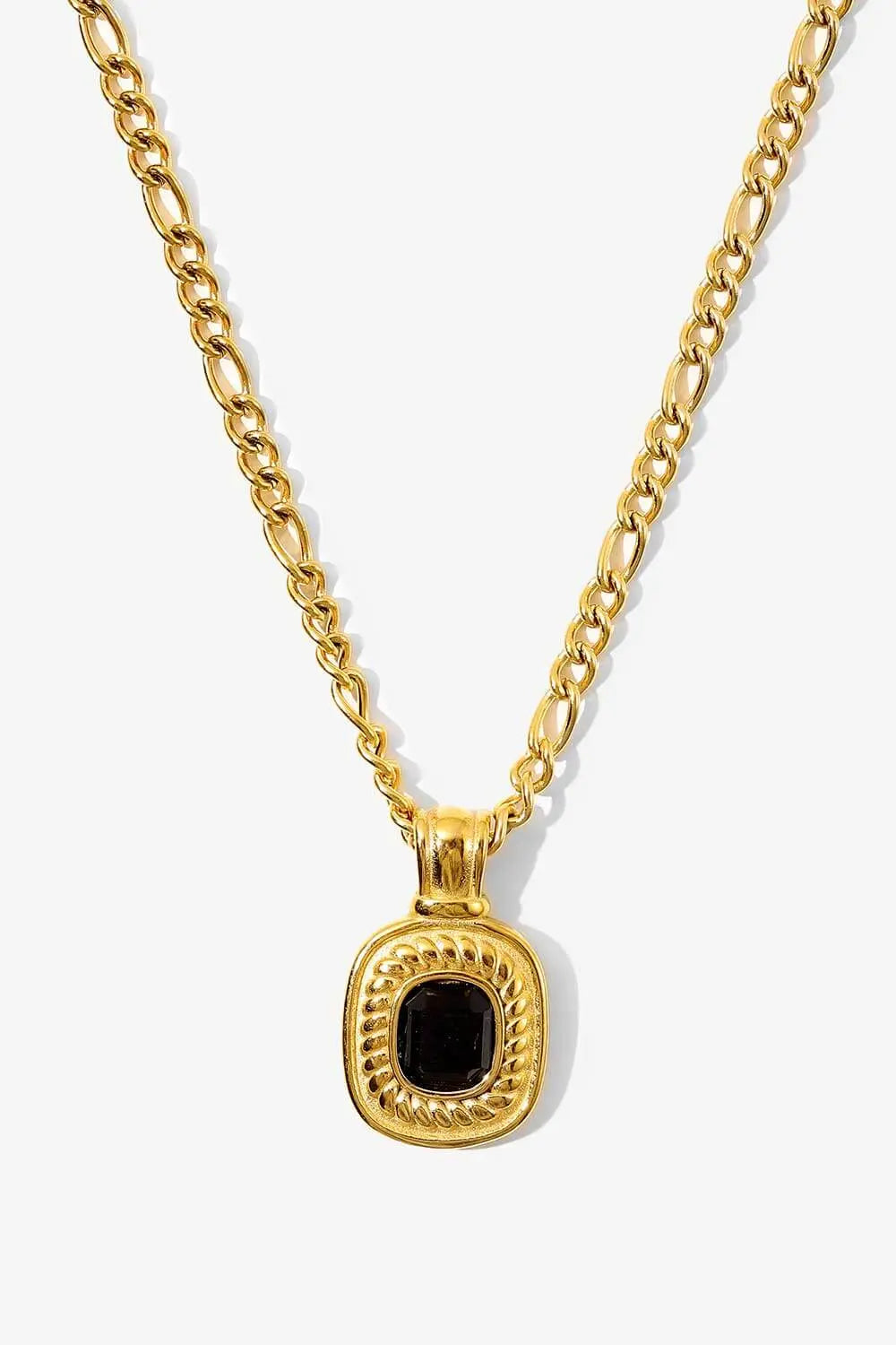 Lovcia 18K Gold Plated Inlaid Rhinestone Pendant Necklace-Necklaces-Black-One Size-Black