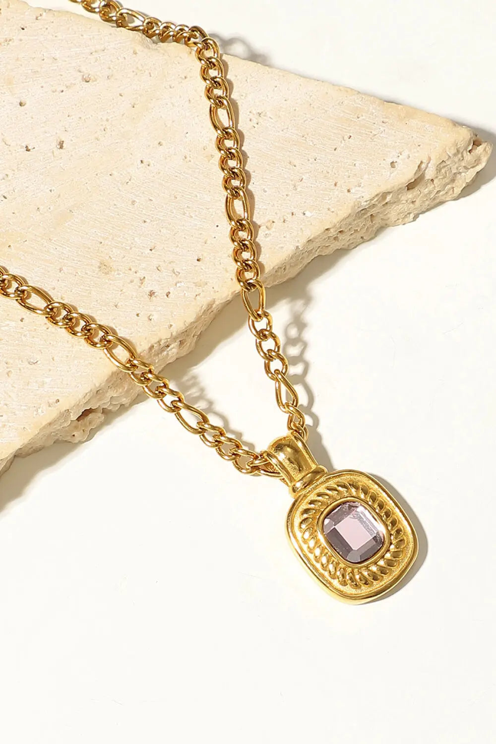 Lovcia 18K Gold Plated Inlaid Rhinestone Pendant Necklace-Necklaces-Black-One Size-Black