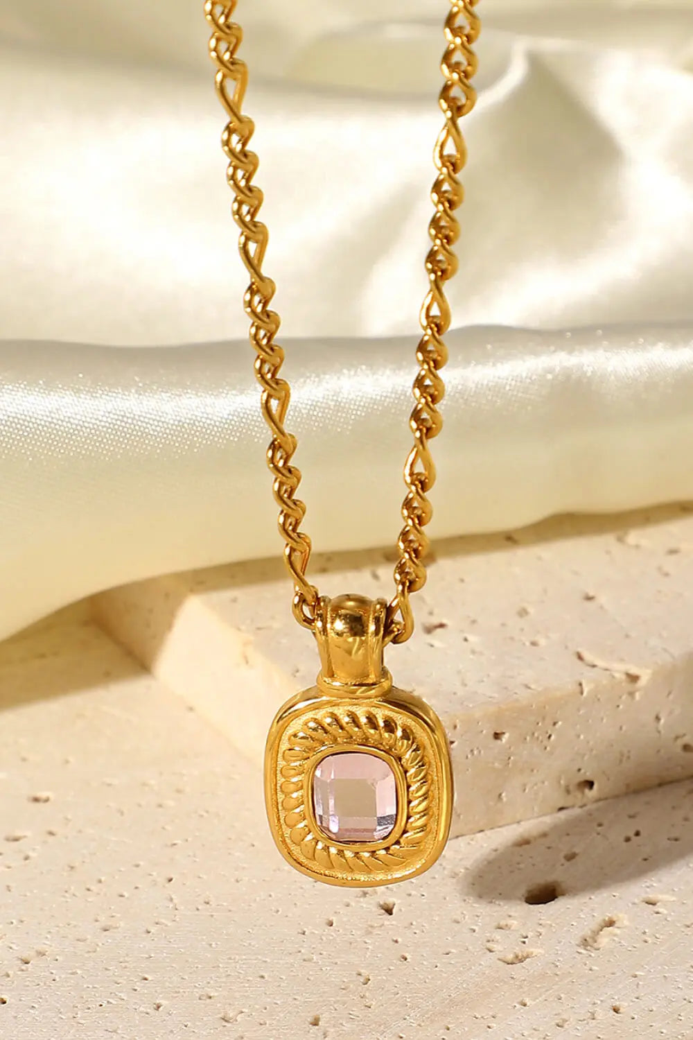Lovcia 18K Gold Plated Inlaid Rhinestone Pendant Necklace-Necklaces-Black-One Size-Black
