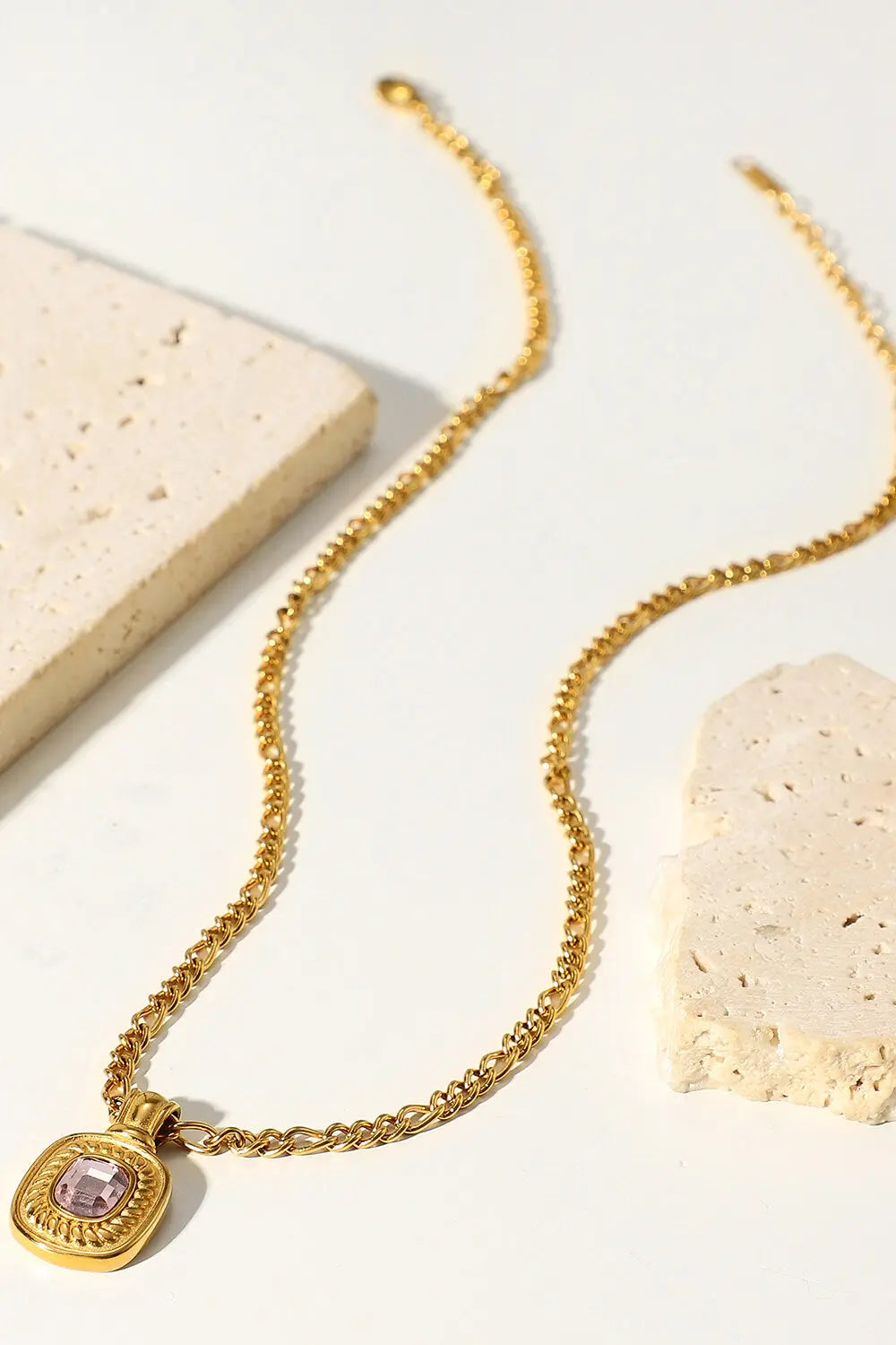 Lovcia 18K Gold Plated Inlaid Rhinestone Pendant Necklace-Necklaces-Black-One Size-Black