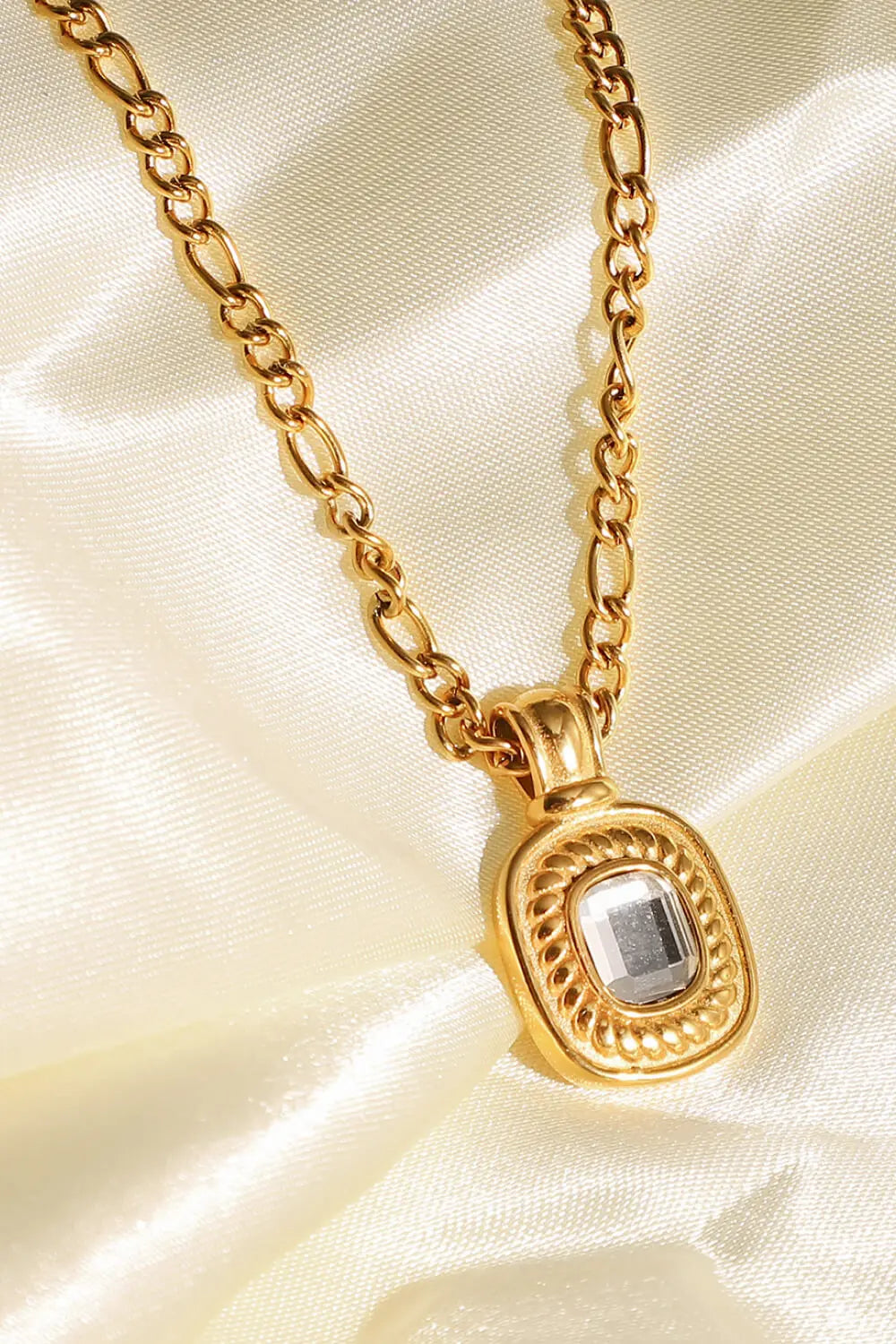 Lovcia 18K Gold Plated Inlaid Rhinestone Pendant Necklace-Necklaces-Black-One Size-Black
