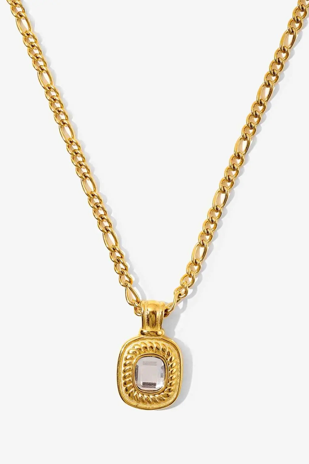 Lovcia 18K Gold Plated Inlaid Rhinestone Pendant Necklace-Necklaces-White-One Size-White